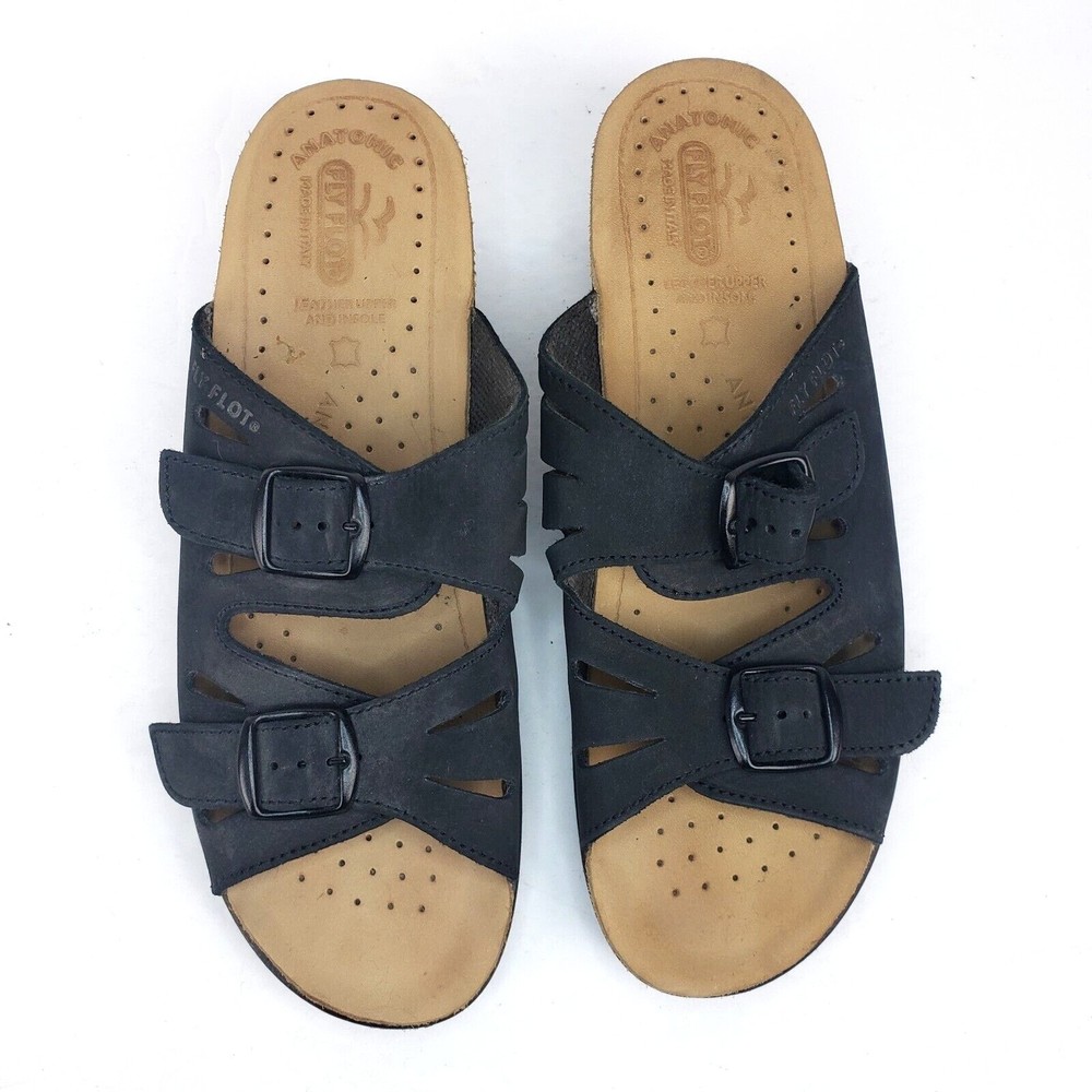 Fly Flot Comfort Women's Sandals Leather  charcoal Size 40. 9 US